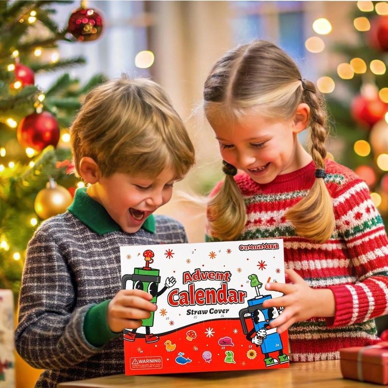 OuMuaMua Straw Cover Advent Calendar 2025  Straw Topper Advent Calendar 24 Days Silicone Straw Caps Lids Protectors 10 mm for 30  40 Oz Cups Tumblers Kids Adults Teens  - Image 2