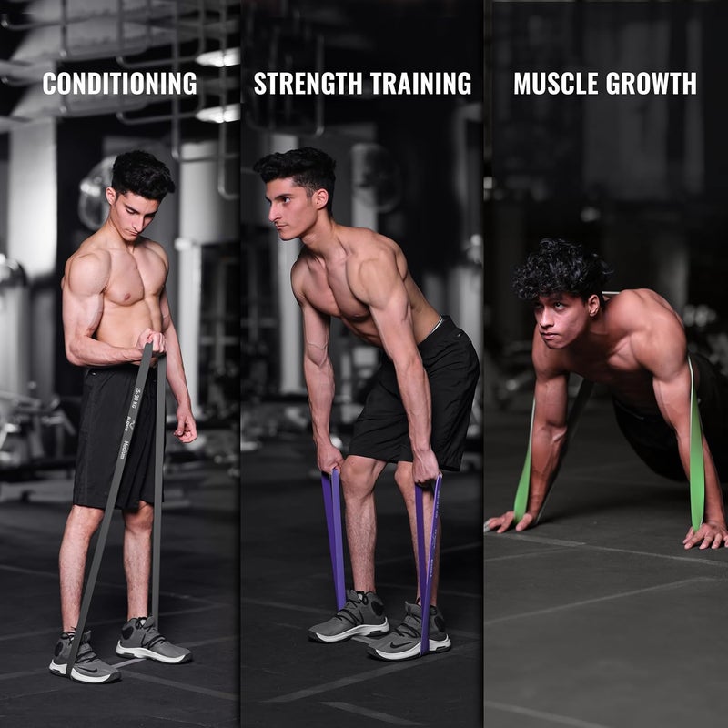 SLOVIC Resistance Band for Workout [Set of 3] | Resistance Band Set for Excercise & Stretching | Gym Equipment for Home Workout | Natural and Unbreakable Rubber | Ideal for Men & Women - Image 2