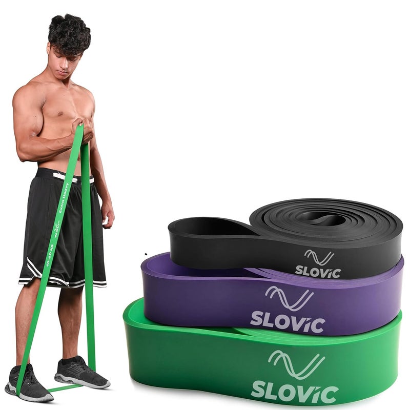 SLOVIC Resistance Band for Workout [Set of 3] | Resistance Band Set for Excercise & Stretching | Gym Equipment for Home Workout | Natural and Unbreakable Rubber | Ideal for Men & Women - Image 1