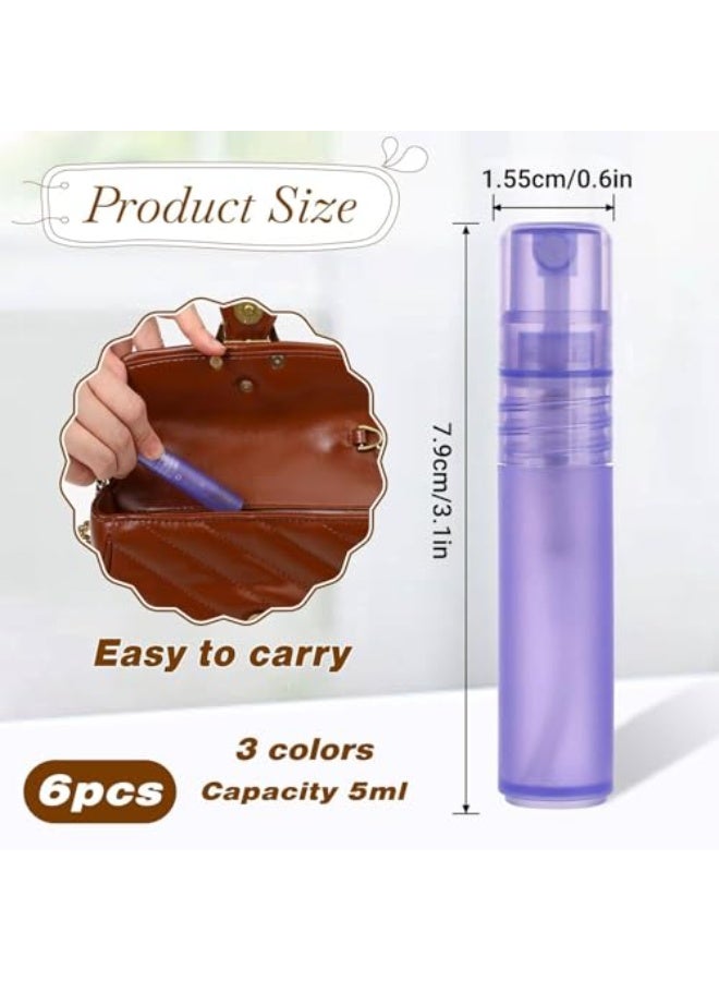 6 PCS 5ml Mini Spray Bottle, Plastic Portable Travel Bottle, Fine Mist Refillable Mini Perfume Sample Bottles, Clear Plastic Spray Bottle Empty, for Cleaning Travel Essential Oils, 3 Color - Image 2