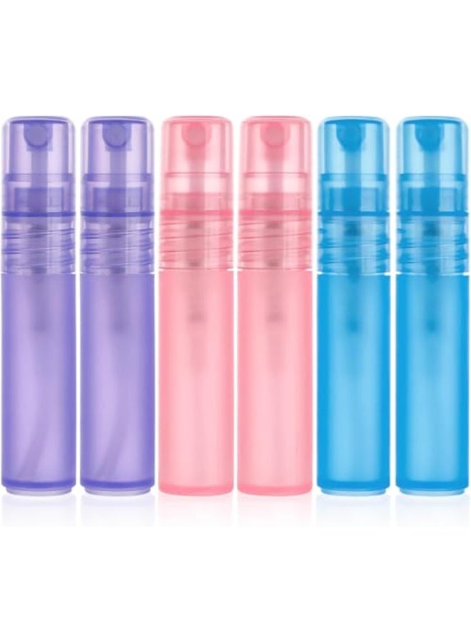 6 PCS 5ml Mini Spray Bottle, Plastic Portable Travel Bottle, Fine Mist Refillable Mini Perfume Sample Bottles, Clear Plastic Spray Bottle Empty, for Cleaning Travel Essential Oils, 3 Color - Image 1