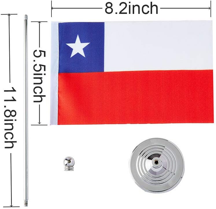 mflagperft Chile Flag Chilean Flags, Small Mini Chilean Desk Flag, Used for Table Office Classroom Home Patriotic Events Decorations - Image 1
