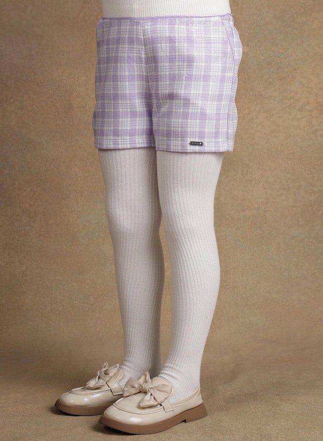 One Friday Kids Girls Lilac Checks with Sequence Shorts - Image 3