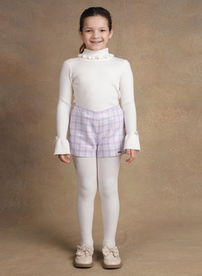 One Friday Kids Girls Lilac Checks with Sequence Shorts - Image 5