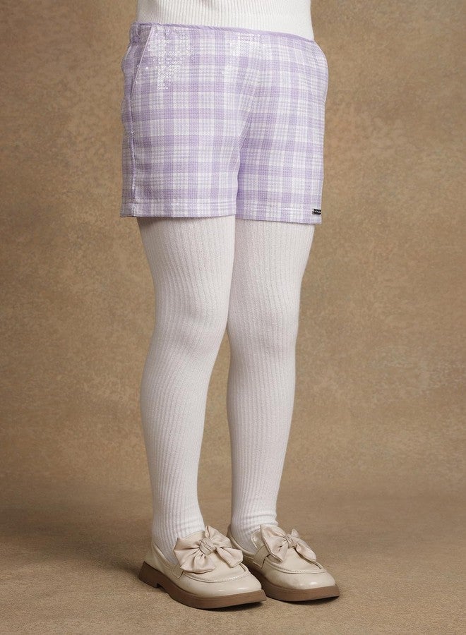 One Friday Kids Girls Lilac Checks with Sequence Shorts - Image 4