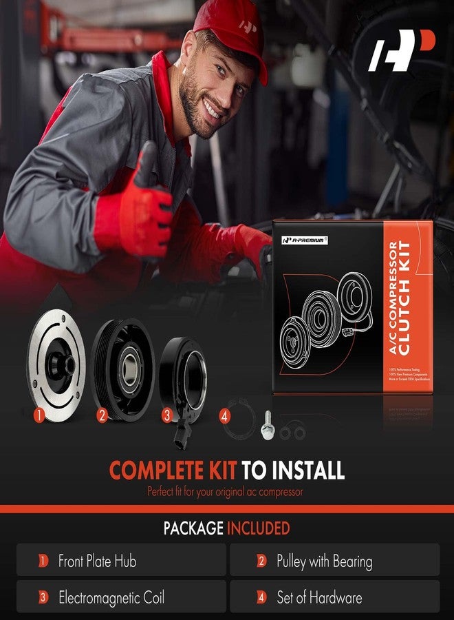 A-Premium Air Conditioner AC Compressor Clutch Kit Compatible with Ford Mustang 2007-2009, E-150 2007-2014, E-250 2007-2014, E-350 Super Duty 2007-2019, E-450 Super Duty 2007-2019, 4.6L 5.4L 6.2L 6.8L - Image 2