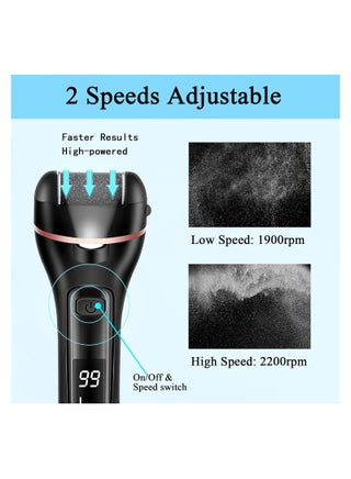 Callus Remover for Feet, 13-in-1 Professional Pedicure Tools Foot Care Kit, Foot Scrubber Electric Feet File Pedi for Hard Cracked Dry Dead Skin, 3 Rollers, 2 Speed, Battery Display - view 5