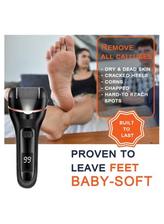 Callus Remover for Feet, 13-in-1 Professional Pedicure Tools Foot Care Kit, Foot Scrubber Electric Feet File Pedi for Hard Cracked Dry Dead Skin, 3 Rollers, 2 Speed, Battery Display - view 2