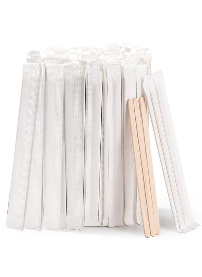 Halapack - [500 PCS] Halapack Disposable 14cm Individual Wrapped Wooden Coffee Stirrer Stick - Image 1