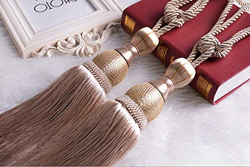 SWTool Selling Wonderful Curtain Holdbacks Curtains Tiebacks Home Decorative Braided Buckle Fastener Accessories Window Drapery Ball Tassels Tiebacks, Set of 2 (Beige Pink) - Image 4