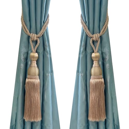 SWTool Selling Wonderful Curtain Holdbacks Curtains Tiebacks Home Decorative Braided Buckle Fastener Accessories Window Drapery Ball Tassels Tiebacks, Set of 2 (Beige Pink) - Image 5