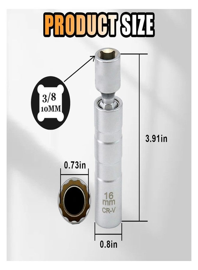 Hetkrishi 16mm Magnetic Swivel Spark Plug Socket, Thin Wall 3/8 Inch Drive 12-Point Standard Spark Plug Socket Removal Tool 360-degree Rotation, Suitable for Most Car Models - Image 2