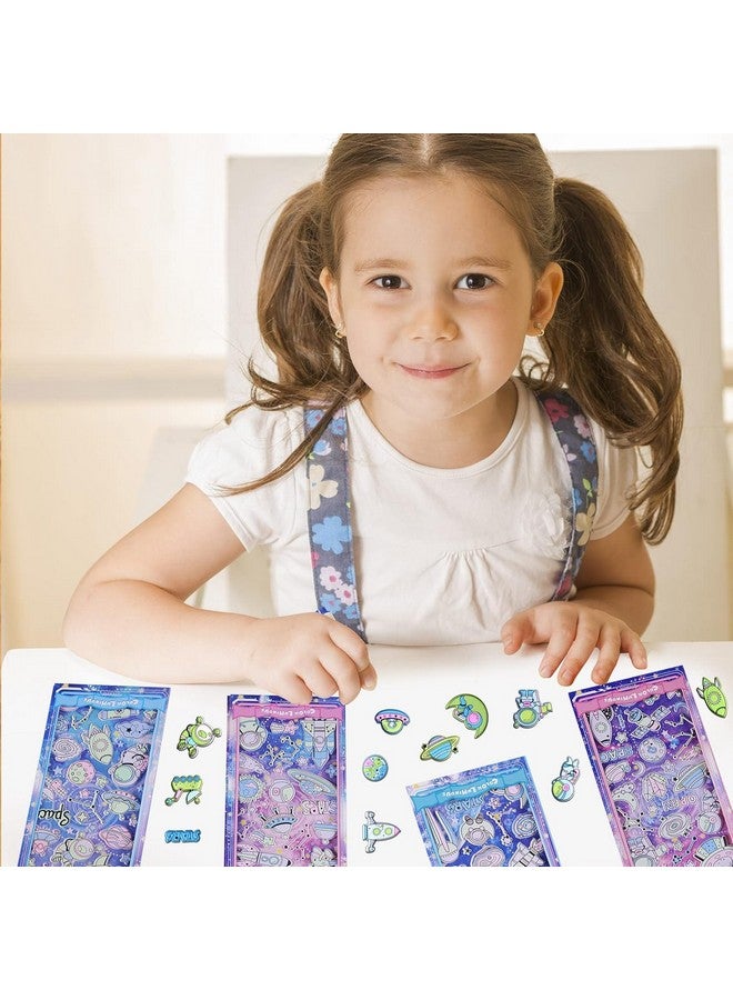 فنبلاست مجموعة ملصقات فن بلاست الفضائية - 4 ملصقات منفوخة مضيئة في الظلام للأطفال، ملصقات ثلاثية الأبعاد للبنات، ملصقات جمالية، ملصقات إسفنجية للأطفال، ذاتية اللصق للمجلات - Image 4