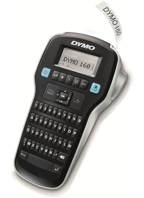 DYMO Labelmanager, 160 label maker starter kit handheld label maker machine + 1 tape 12Mmx7 mtr white qwerty keyboard Ideal for office or home value pack,