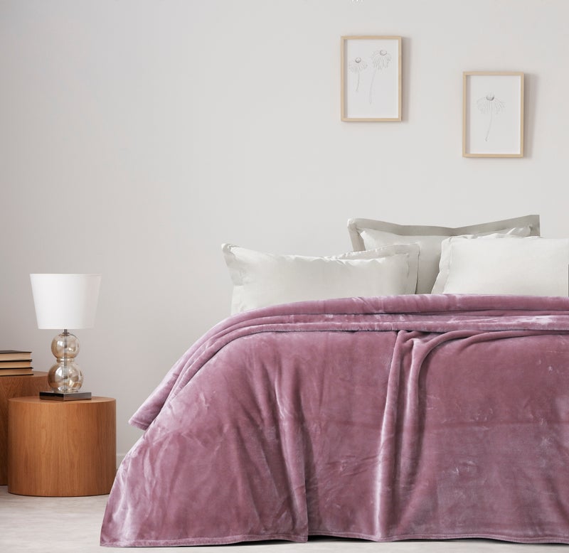 MORANO Viva Soft Blanket | Double Size 220x240 cm | Lightweight 250 gsm | Color - Dusty Rose Pink | Ideal for Beds, Sofa or Travel - Image 1