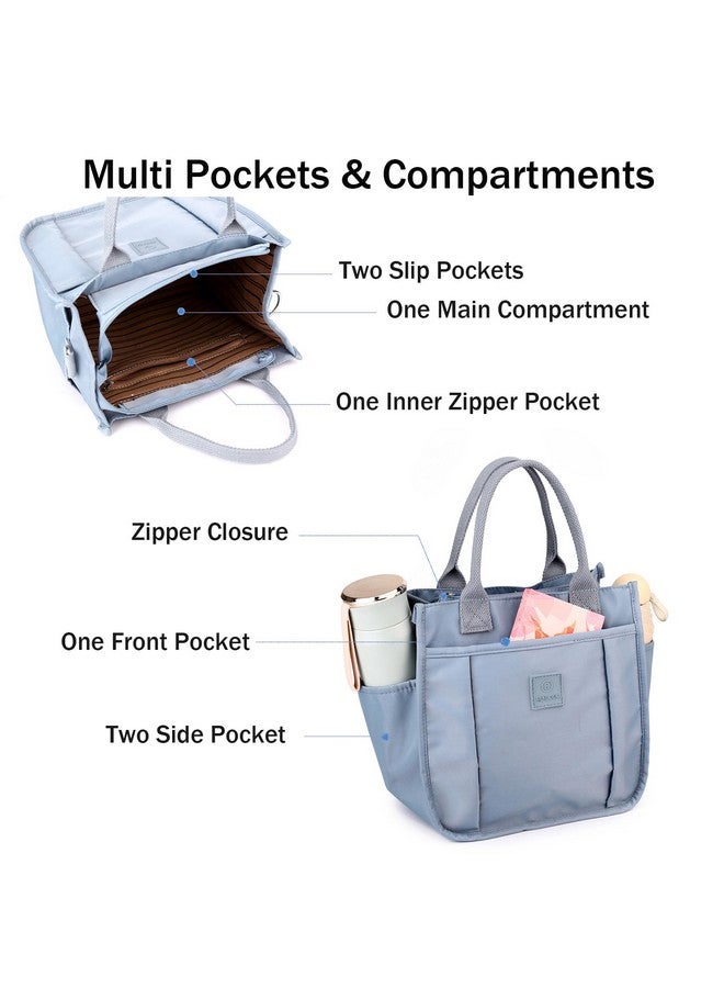 RUNSOON Small Tote Bag Cute Nylon Crossbody Bag Satchel Handbags Top-handle Purse With Multi Pockets Zipper Compartment for Women, Army Green - Image 4