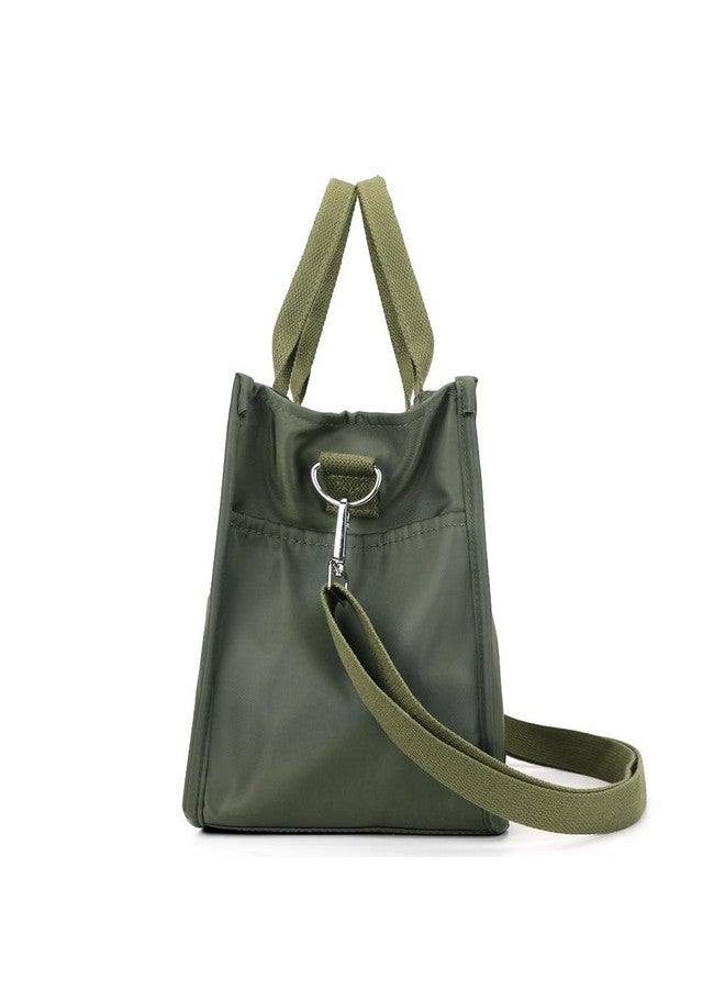 RUNSOON Small Tote Bag Cute Nylon Crossbody Bag Satchel Handbags Top-handle Purse With Multi Pockets Zipper Compartment for Women, Army Green - Image 2