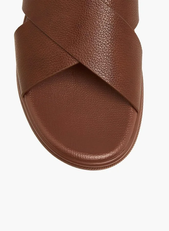 LBL by Shoexpress TAN Men Solid Cross Strap Sandals for Men | Best Price UAE