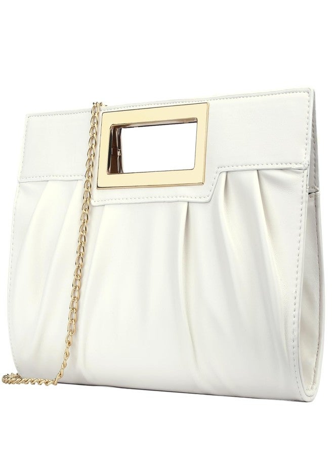 KKXIU Women Clutch Purse Elegant Pleated Evening Bag for Wedding Prom Bridal with Chain Strap (Cream White) - Image 2