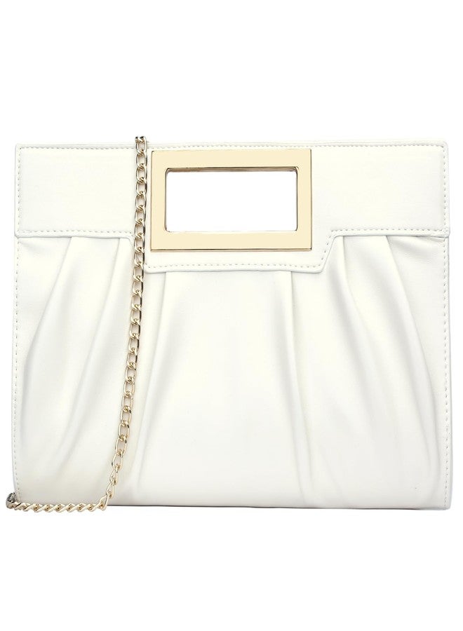 KKXIU Women Clutch Purse Elegant Pleated Evening Bag for Wedding Prom Bridal with Chain Strap (Cream White) - Image 1