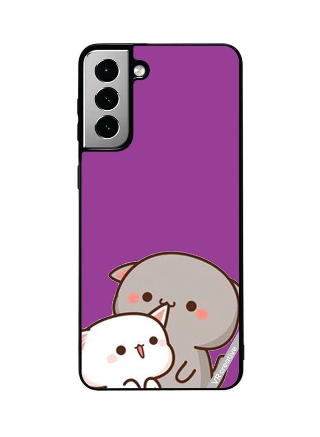VR CREATIVE Protective Case Cover For Samsung Galaxy S21 FE 5G Two Cute Cats Design Multicolour - Image 1