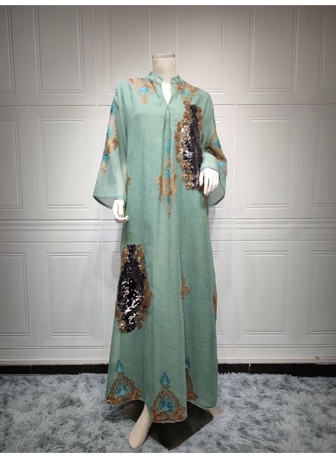 ABO Women's Muslim Evening Dress Beaded Embroidered Dress Women - Image 1