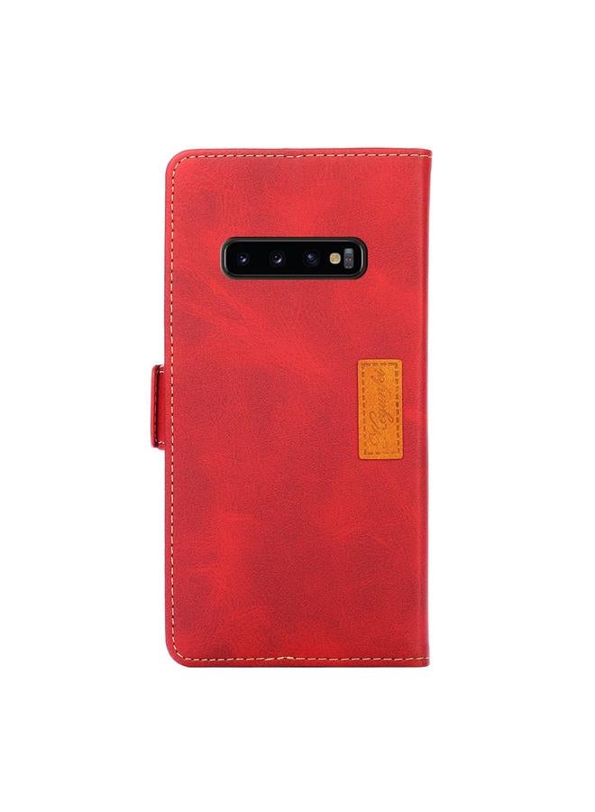 اس-توب جراب لهاتف Samsung Galaxy S10+ بتصميم كلاسيكي مع مشبك جانبي وغطاء جلدي أفقي قابل للطي مع حامل وفتحات للبطاقات ومحفظة - Image 3