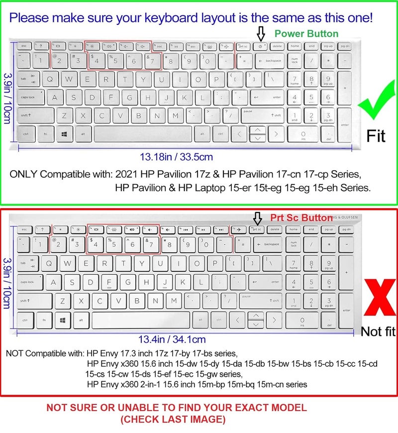 Saco غطاء لوحة مفاتيح لابتوب متوافق مع لابتوب HP 15، 15-hr 15-fd 15-hr0000TU، 15-hr0001TU، 15-fd0012TU، 15-fd0013TU، 15-fd0021TU، 15-fd0012TU، 15-fd0221TU 15.6 بوصة غطاء غبار - شفاف - Image 2