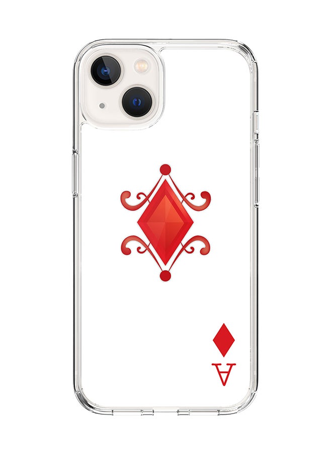 Stylizedd Classic Clear for Apple iPhone 14 Case Hybrid Soft Cover Flexible Edges Anti Drop TPU PC Gel Thin Transparent Cover [ Designed for Apple iPhone 14 ] - Ace Of Diamonds Full Print