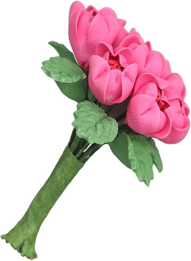 زهور مصغرة لبيت الدمى بمقياس 1:12، زهور صغيرة، ورود صغيرة من الراتنج، زهور اصطناعية، ورود صغيرة للأعمال اليدوية، زهور صغيرة للأعمال اليدوية، زهور صغيرة للزينة (1.4 بوصة) (أحمر وردي) - Image 1