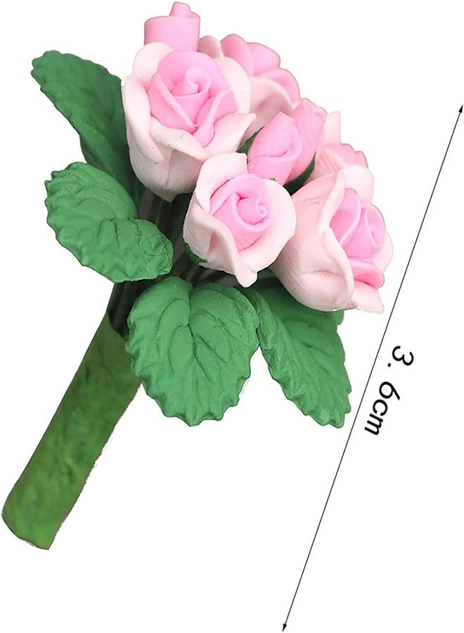 زهور مصغرة لبيت الدمى بمقياس 1:12، زهور صغيرة، ورود صغيرة من الراتنج، زهور اصطناعية، ورود صغيرة للأعمال اليدوية، زهور صغيرة للأعمال اليدوية، زهور صغيرة للزينة (1.4 بوصة) (أحمر وردي) - Image 2