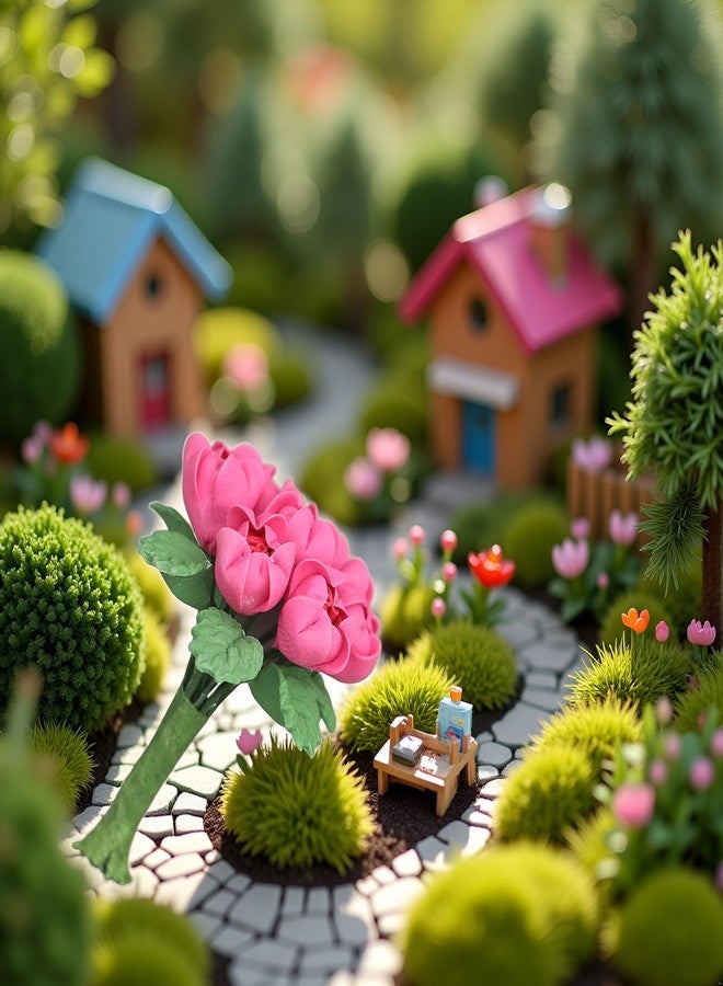 زهور مصغرة لبيت الدمى بمقياس 1:12، زهور صغيرة، ورود صغيرة من الراتنج، زهور اصطناعية، ورود صغيرة للأعمال اليدوية، زهور صغيرة للأعمال اليدوية، زهور صغيرة للزينة (1.4 بوصة) (أحمر وردي) - Image 5