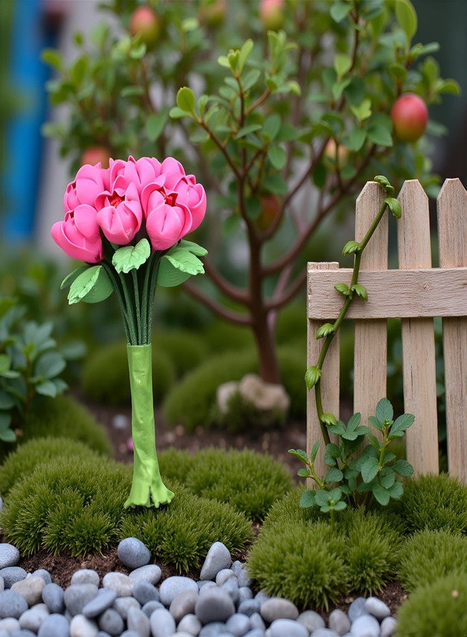 زهور مصغرة لبيت الدمى بمقياس 1:12، زهور صغيرة، ورود صغيرة من الراتنج، زهور اصطناعية، ورود صغيرة للأعمال اليدوية، زهور صغيرة للأعمال اليدوية، زهور صغيرة للزينة (1.4 بوصة) (أحمر وردي) - Image 4