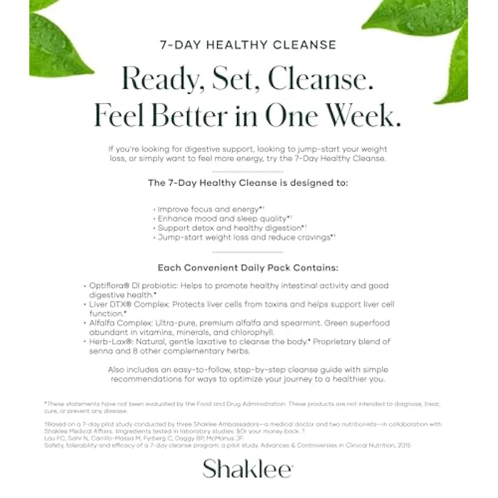 Shaklee - 7-Day Healthy Cleanse: Complete System Reset, and Energy Boost - With Probiotics, Liver Support, and Herbal Cleanse - Step-by-Step Guide - 7 Daily Morning & Night Packets - Image 3