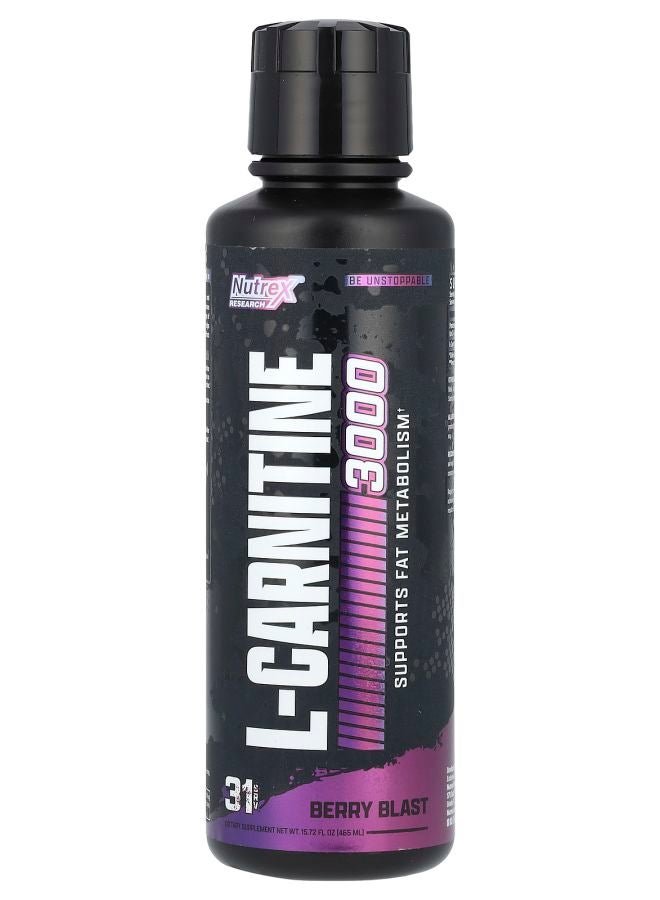 Nutrex Research L-كارنيتين 3000 توت انفجار 15.72 أونصة سائلة (465 مل)
