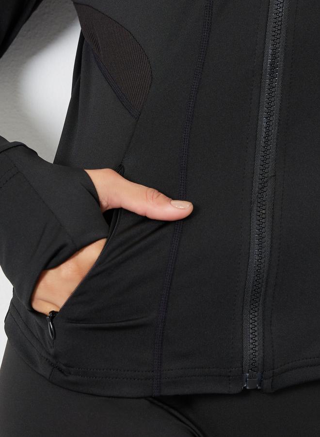 ستايلي اكتيف جاكيت بسحاب كامل وتفاصيل خياطة وشبك - Image 3