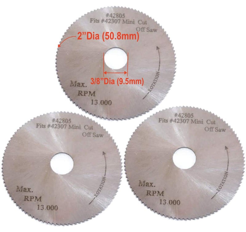 TruePower 3Pc. 2" x 100T x 3/8" HSS Blade for Mini High Speed Miter Cut Off Saw - Image 1