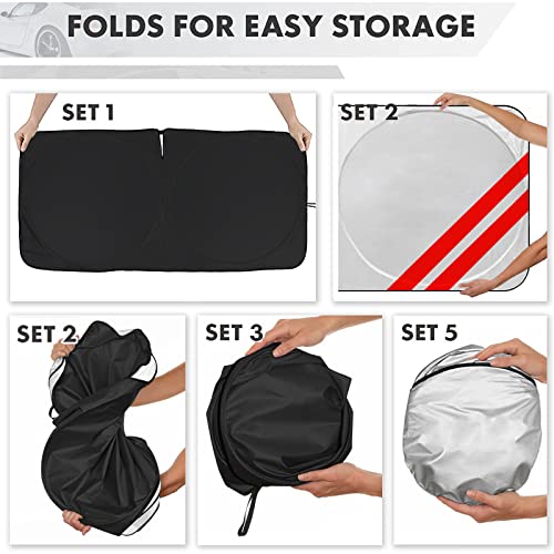 GZSH Front Windshield Sunshade Compatible with Charger Challenger Durango Ram Models Avenger Foldable Custom Fit Windshield Sun Shade Front Window Sun Shade Shield Protector - Image 3