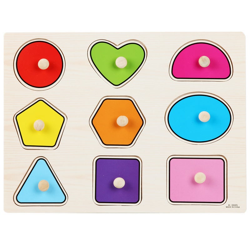 Mushroom Nail Hand-Held Puzzle Children'S Montessori Early Education Wooden Toy Alphanumeric Fruit Shape Cognitive Puzzle - Image 1