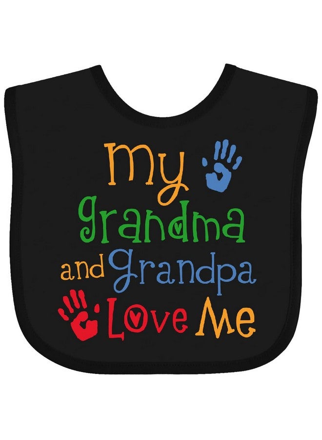 inktastic My Grandma and Grandpa Love Me Baby Bib Black 26a30 - Image 1