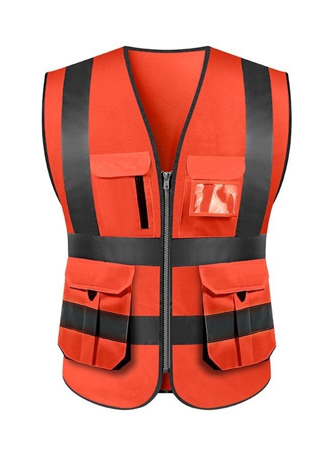 NIBEMINENT High Visibility Reflective Safety Vest Red/Grey - Image 1