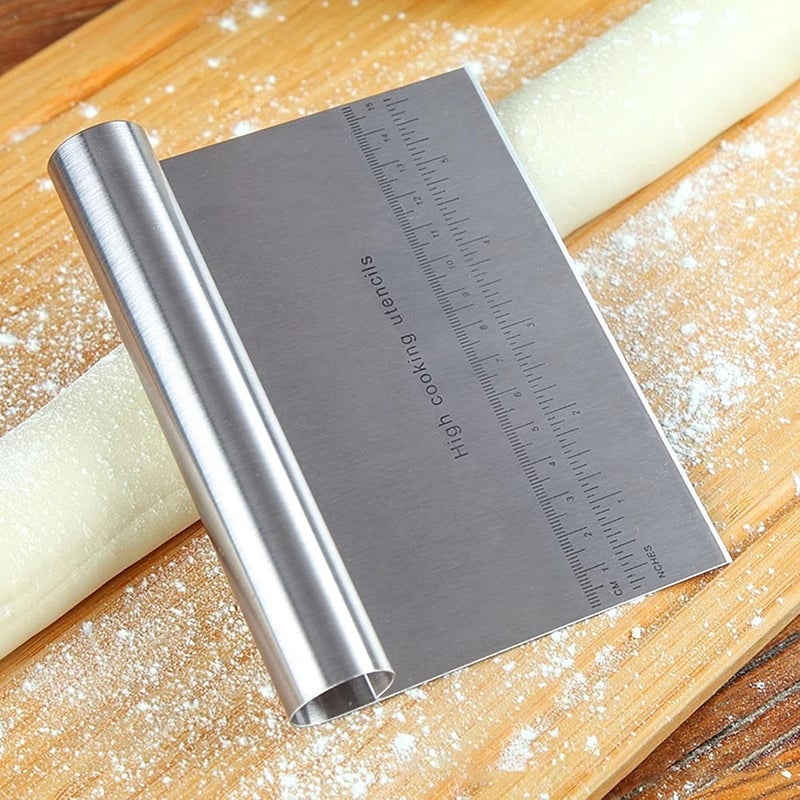 CoguZed 2 Pack Stainless Steel Pastry and Dough Cutter/Scraper/Knife Set, Ideal for Baking, Bread, Cake, Pizza, Multi purpose Bench Scraper with Measuring Scale - Image 4