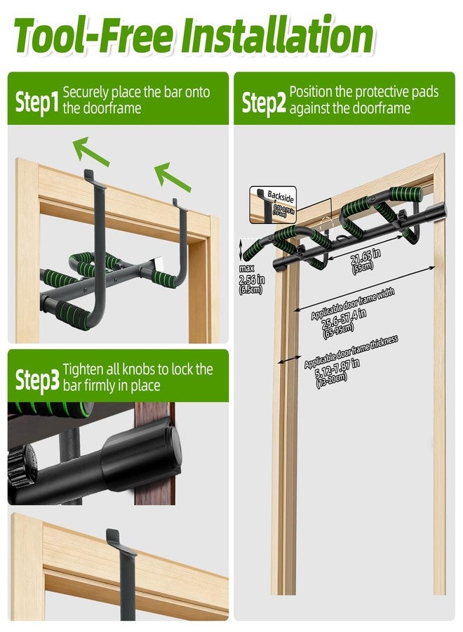 VBSD Upgrade Pull Up Bar for Doorway With Ergonomic Grip, Upto 440 Lbs Capacity No Screws Pullup Bar for Home Gym Indoor Exercise Strength Training, Authorized Under US Patent - Image 5