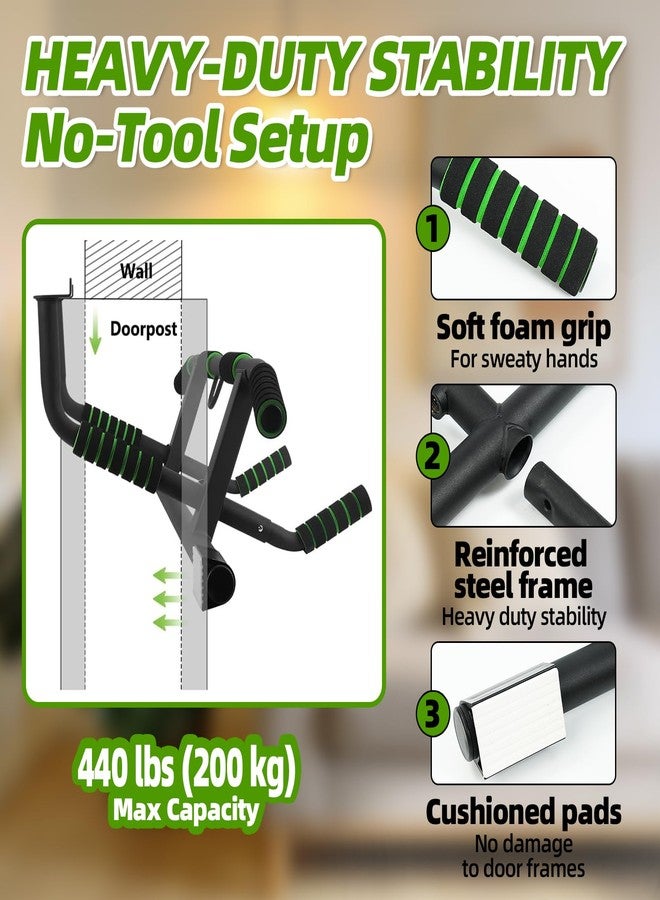 VBSD Upgrade Pull Up Bar for Doorway With Ergonomic Grip, Upto 440 Lbs Capacity No Screws Pullup Bar for Home Gym Indoor Exercise Strength Training, Authorized Under US Patent - Image 3