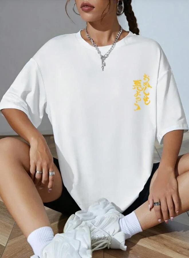 Take Two Women White Printed Oversized T-Shirt By Rigo