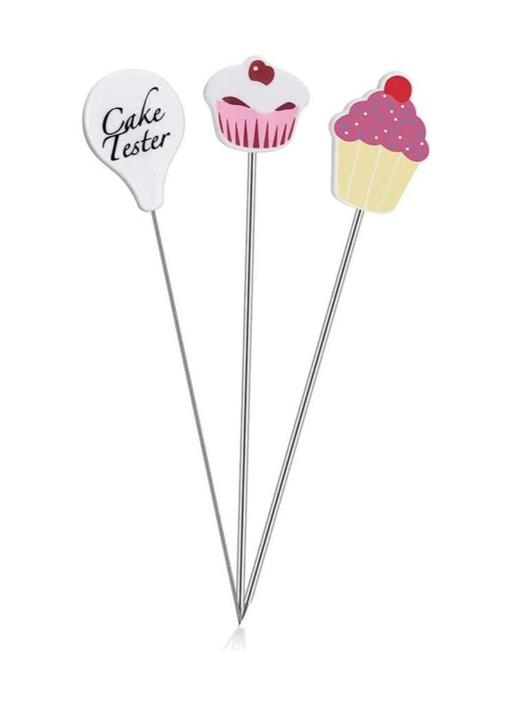 Oasisgalore - 3 PCS Stainless Steel Cake Tester Set - Cake Probes & Skewers for Muffins, Cupcakes & Breads - Image 1