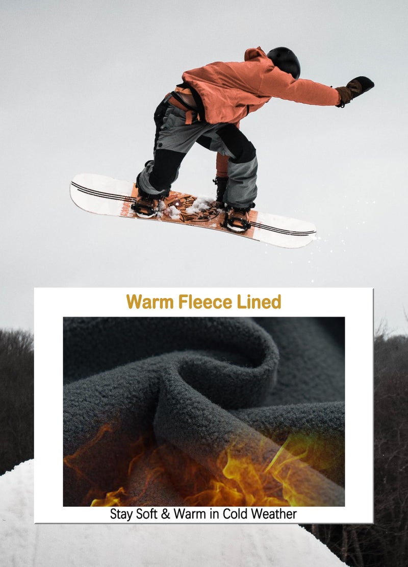 LINLANG EN Women's Snow Ski Pants Fleece Lined Winter Outdoor Waterproof Insulated Warm Softshell Hiking Cargo Pants Black L - Image 3