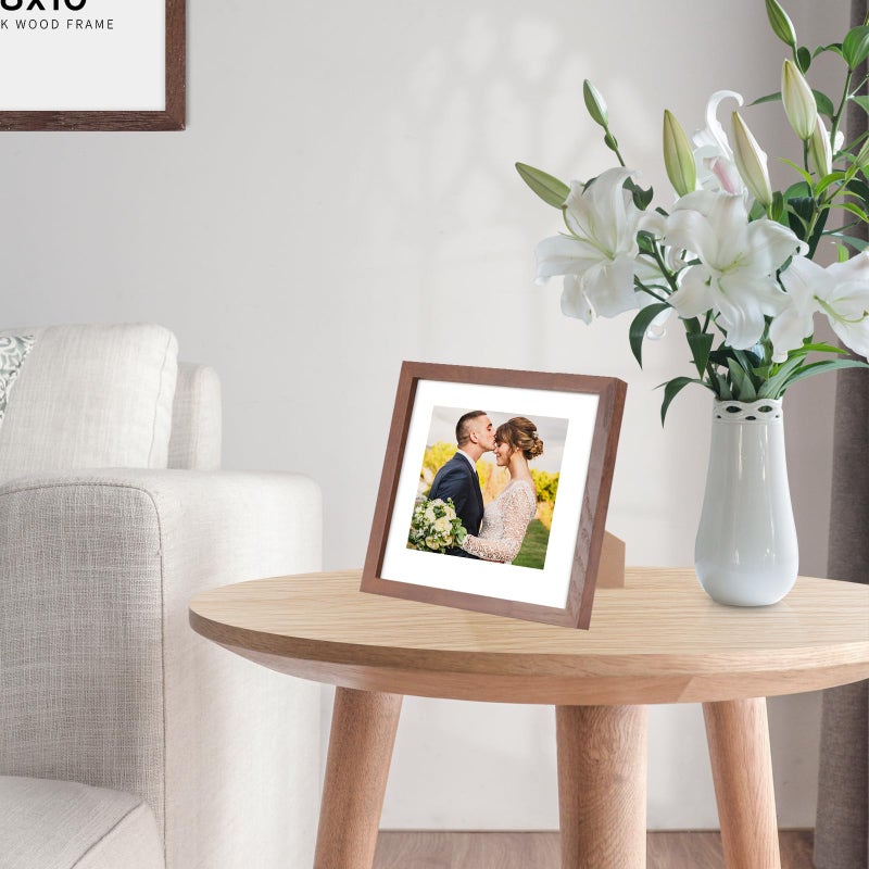 puthiac 8x8 Walnut Oak Wood Picture Frame - 8x8 Photo Frame  8x8 Picture Frame Wood  Natural Solid Wooden Picture Frames for Wall Art Photo and Prints (3 Pack  Walnut) - Image 4