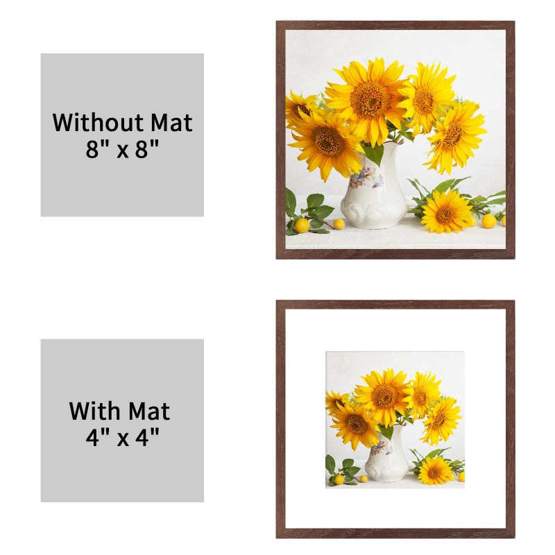 puthiac 8x8 Walnut Oak Wood Picture Frame - 8x8 Photo Frame  8x8 Picture Frame Wood  Natural Solid Wooden Picture Frames for Wall Art Photo and Prints (3 Pack  Walnut) - Image 5