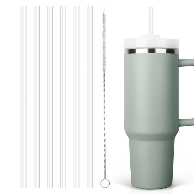 6PCS REPLACEMENT CUP STRAW AND CLEANING BRUSH SET FOR 40OZ TUMBLERS COMPATIBLE WITH STANLEY CUP EASYTOCLEAN DESIGN